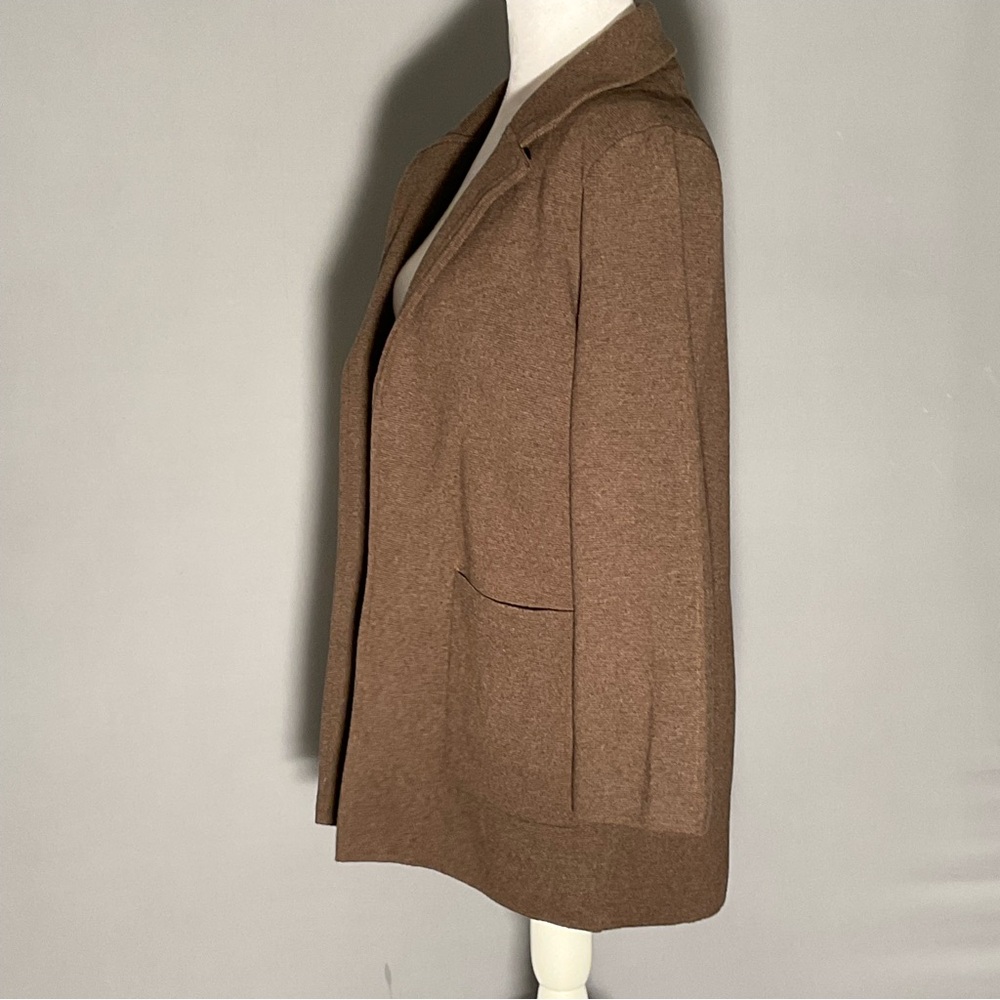 Quince Organic Cottin Knit Blazer Cardigan XS Brown Minimalist Capsule Wardrobe - Picture 10 of 16